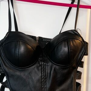 Alt Black Leather crop top